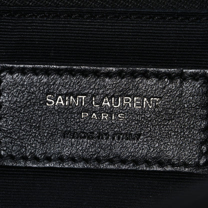Crocodile Embossed Lambskin Monogram Medium Niki Chain Satchel Black
