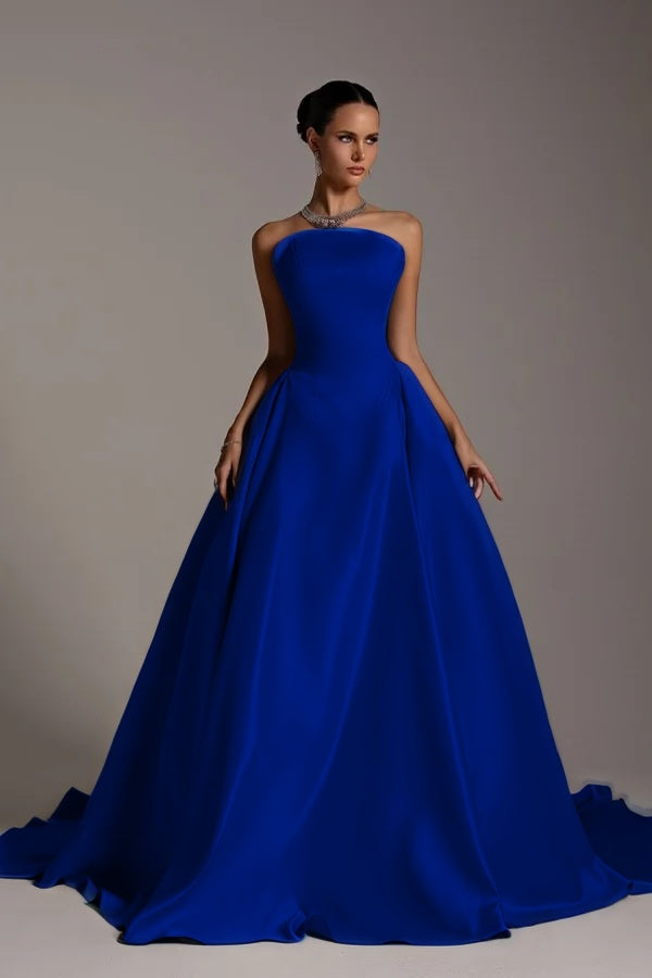 Sleeveless Strapless A-Line Elegant Prom Dress
