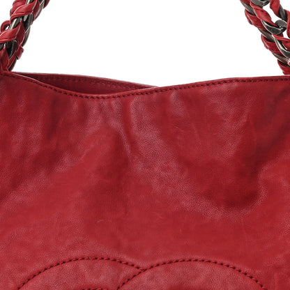 Calfskin Modern Chain Tote Red