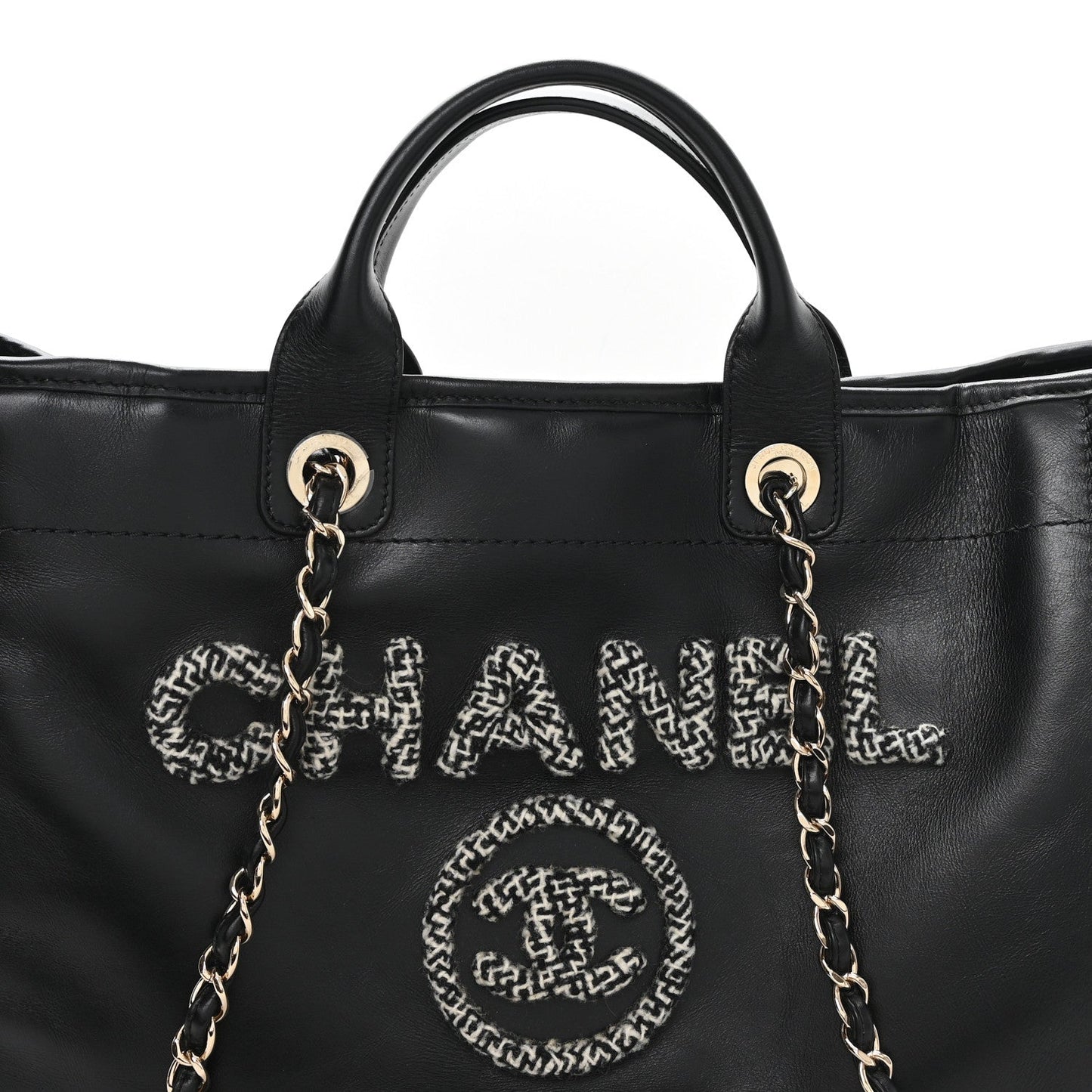 Calfskin Tweed Medium Deauville Tote Black Multicolor