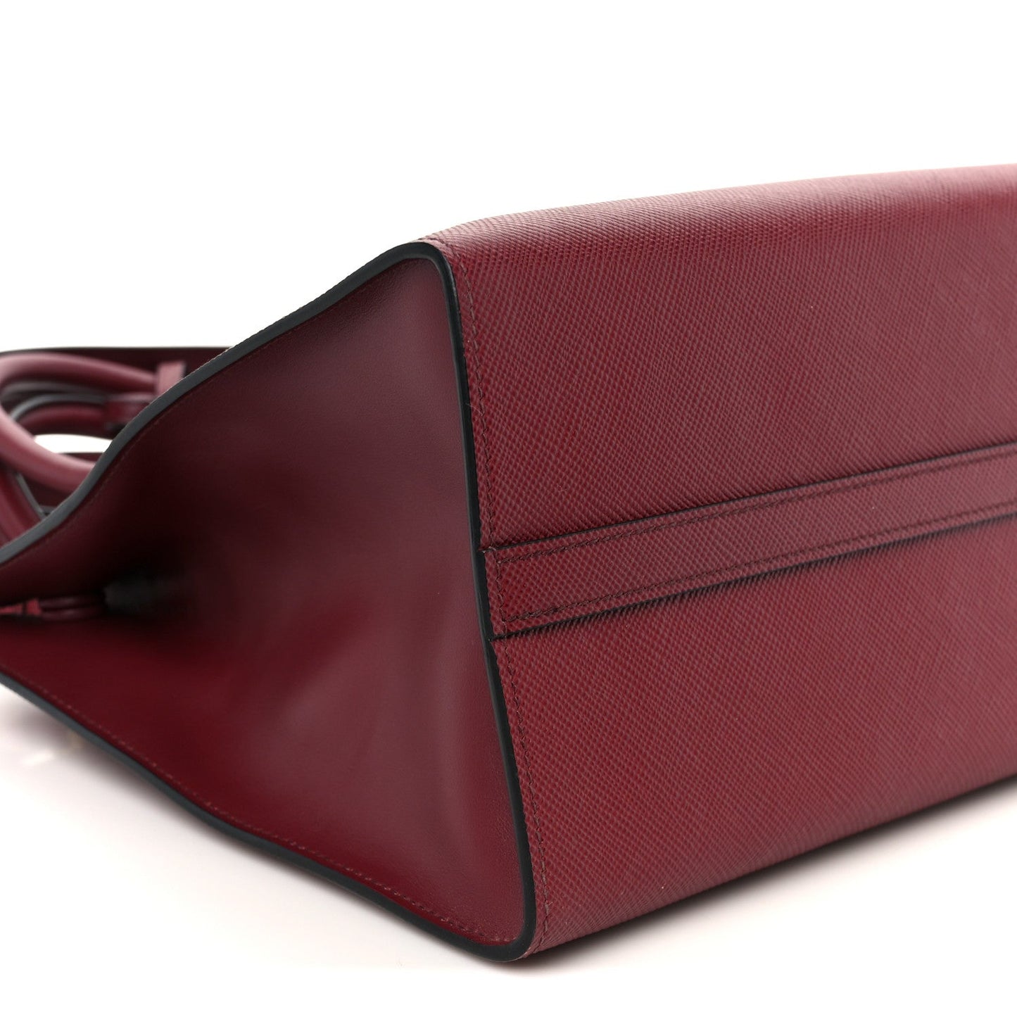 Saffiano Cuir Calfskin Medium Monochrome Top Handle Tote Cerise
