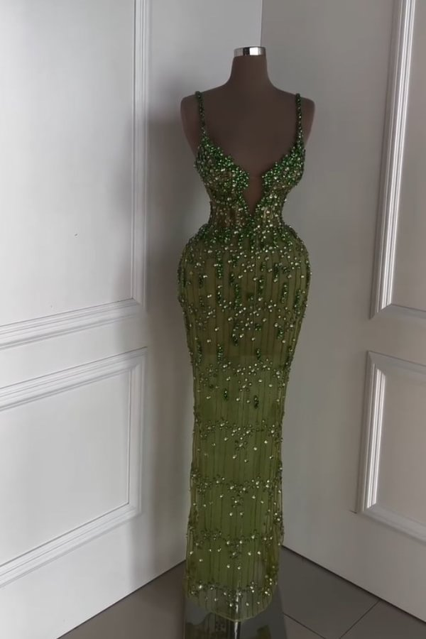 Luxurious Beaded Green Sweetheart Prom Dress