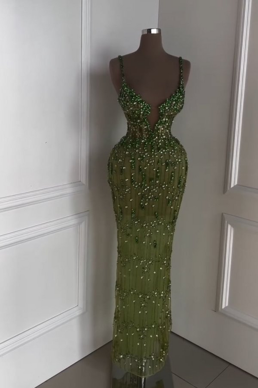 Luxurious Beaded Green Sweetheart Prom Dress