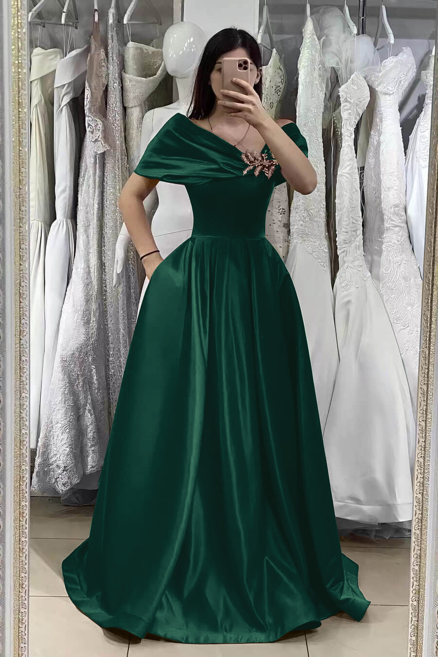Gorgeous Off-The-Shoulder Mermaid A-Line Prom Dress With Beadings Online Fuchsia