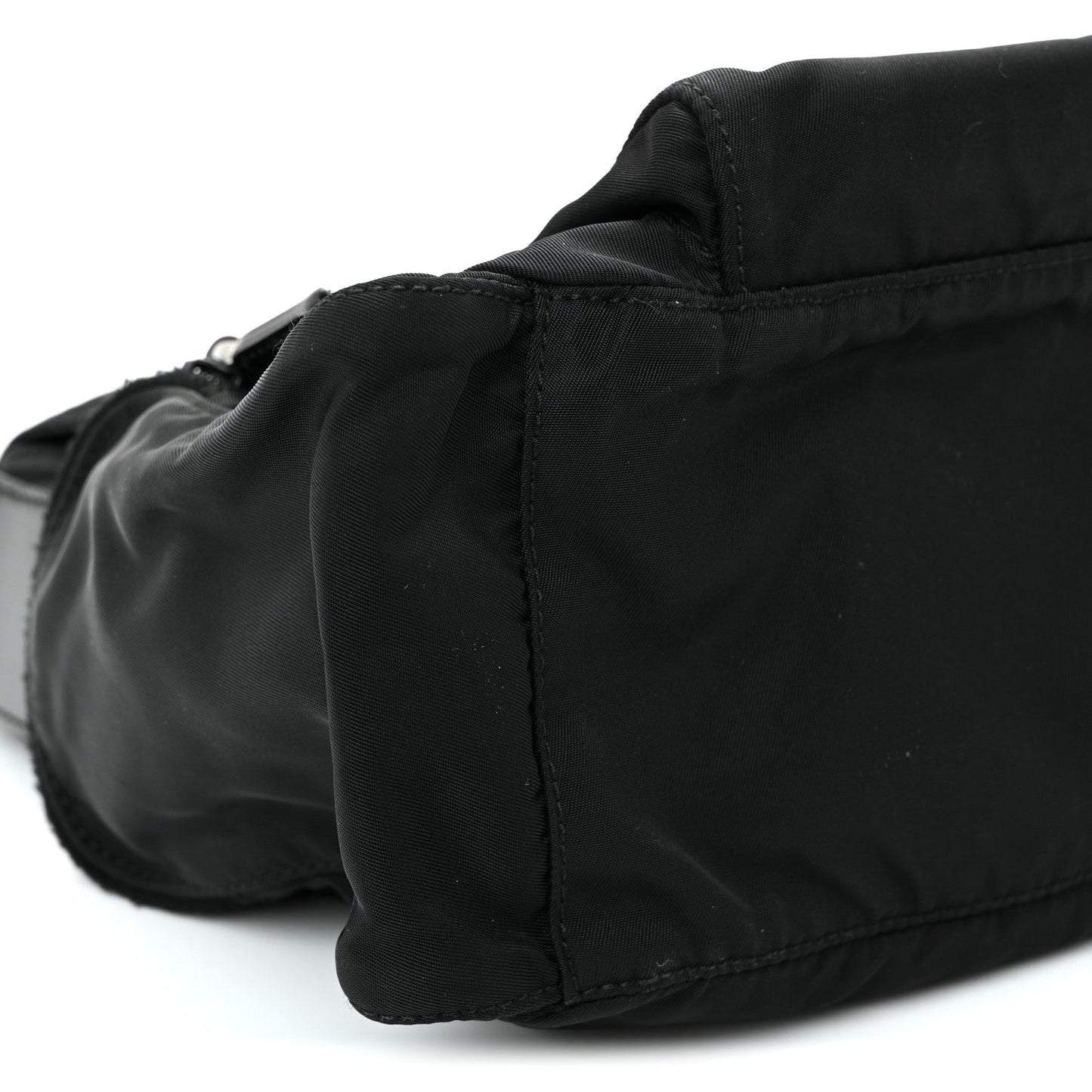 Nylon Vela Saffiano Single Buckle Messenger Shoulder Bag Black