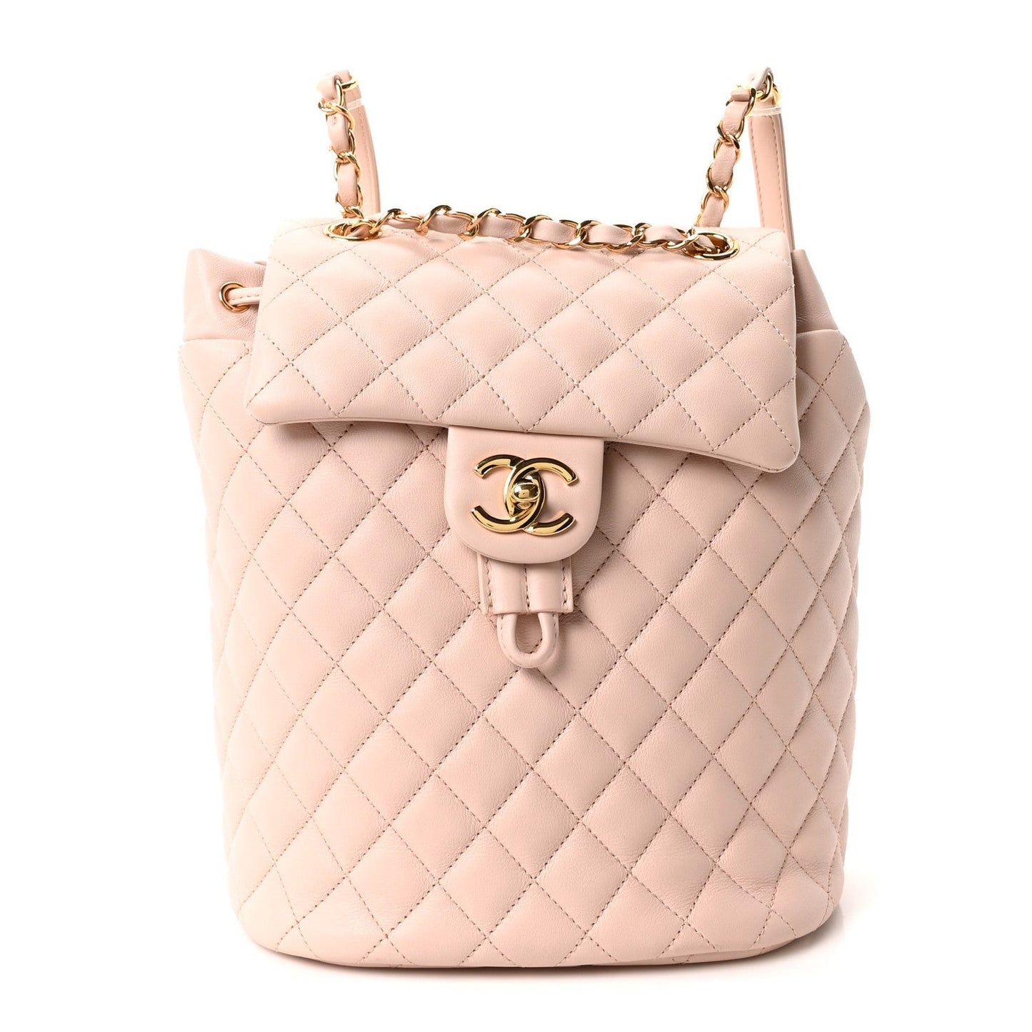 Calfskin Quilted Small Urban Spirit Backpack Beige