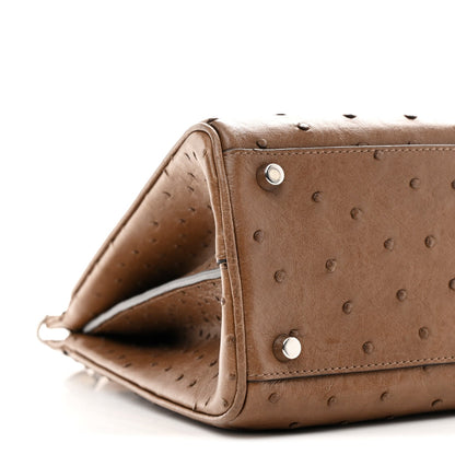 Ostrich Medium Zumi Top Handle Bag Brown