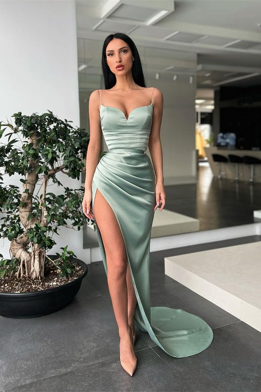 Mermaid Spaghetti-Straps Prom Dress With Slit