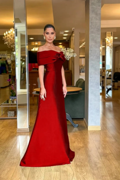 Stunning Dark Green Satin Off the Shoulder Strapless Long Prom Dress with Pleated