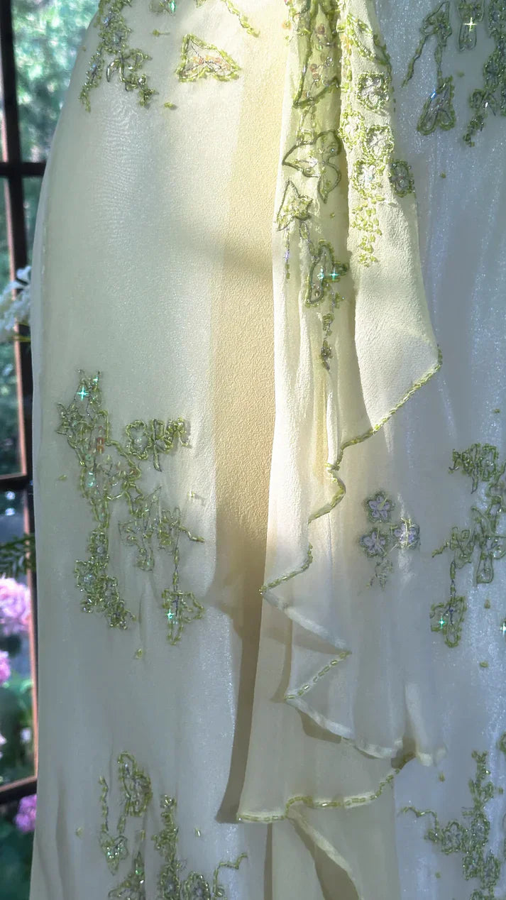 Dreamy Green Mermaid Halter Beaded Chiffon Prom Dress Formal Dress Party Dress SH4026