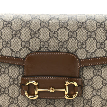 GG Supreme Monogram Horsebit 1955 Shoulder Bag Beige Brown Sugar
