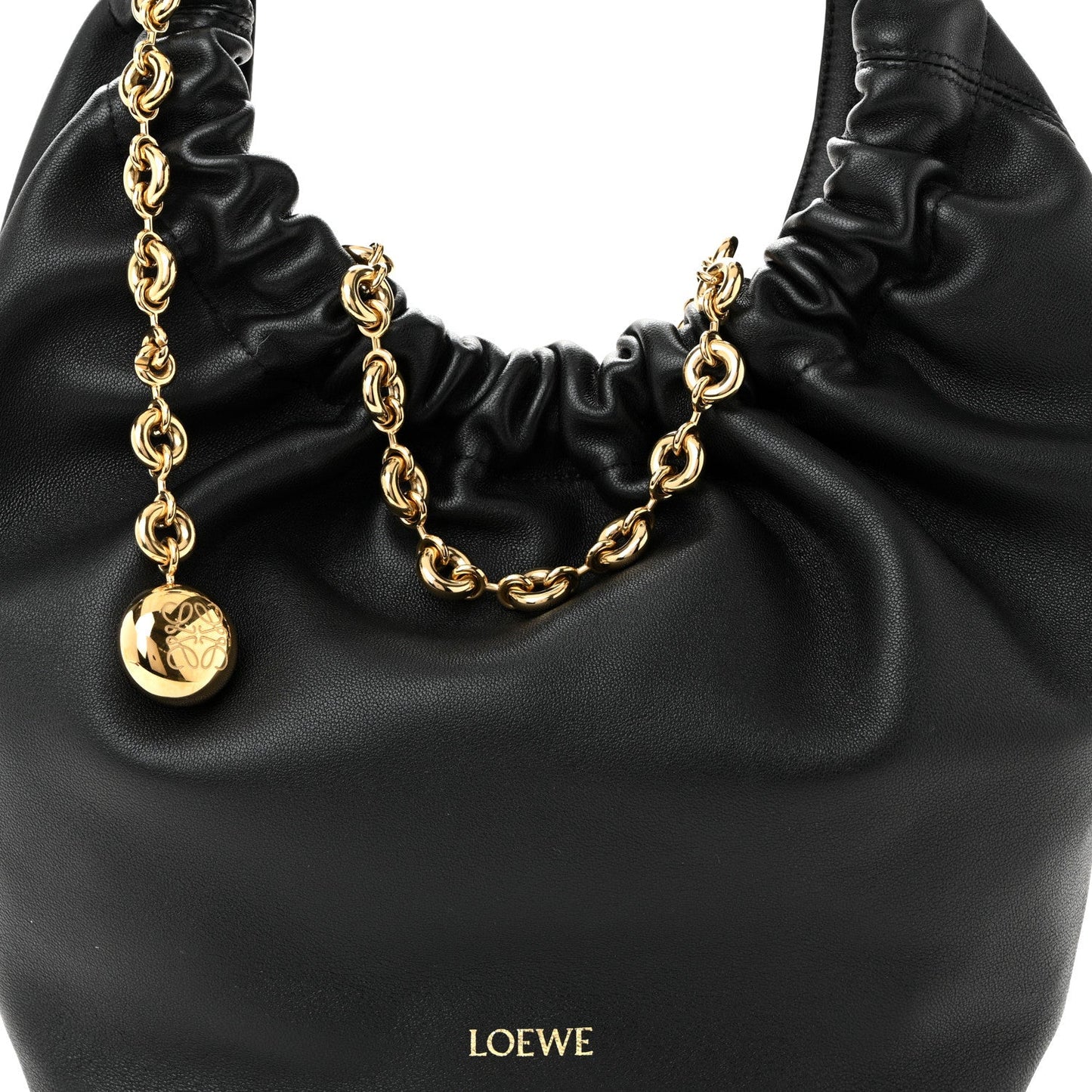 Buttery Nappa Lambskin Small Squeeze Bag Black
