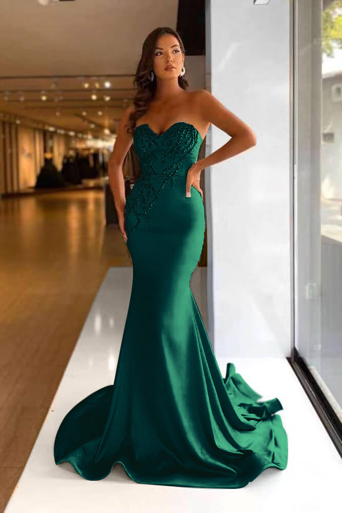 Pretty Long Prom Dress Mermaid Sweetheart With Beads