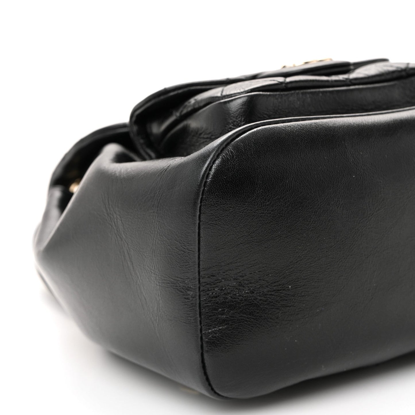 Glazed Aged Calfskin Quilted Small Duma Drawstring Backpack Black