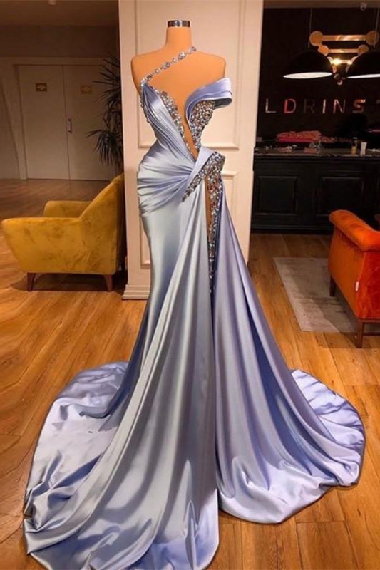 Mermaid Off-the-Shoulder Prom Dress Long Beadings With Slit