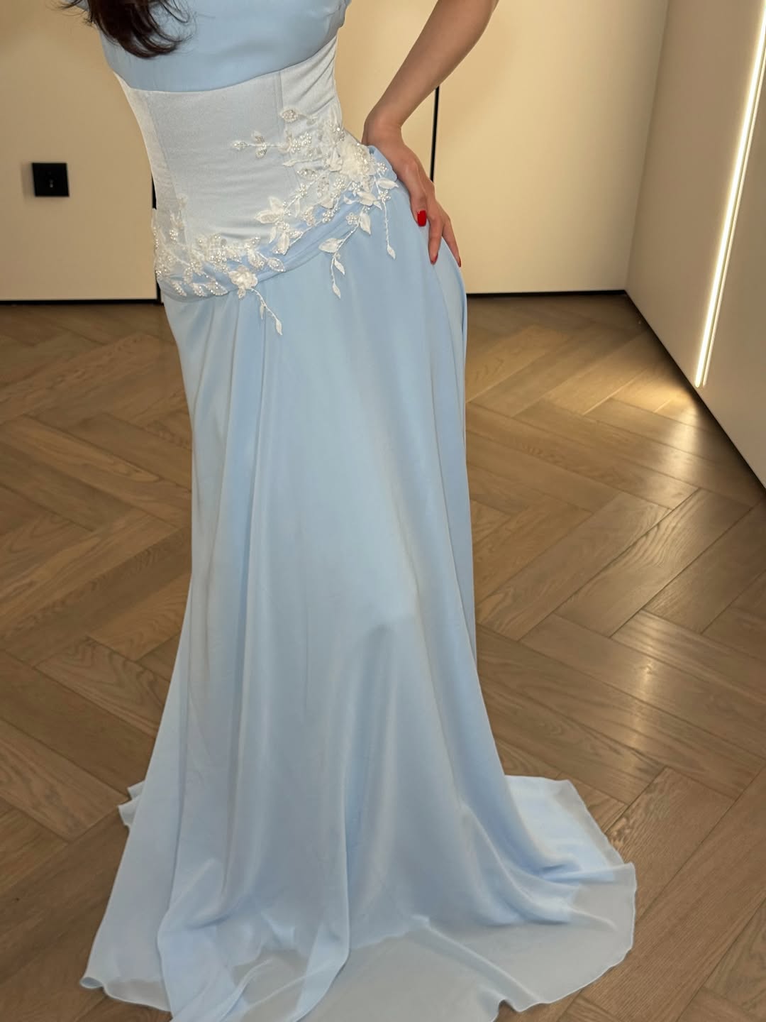 Stunning Chiffon Pleated Embroidery Evening Dress with Draped Shawl Neck