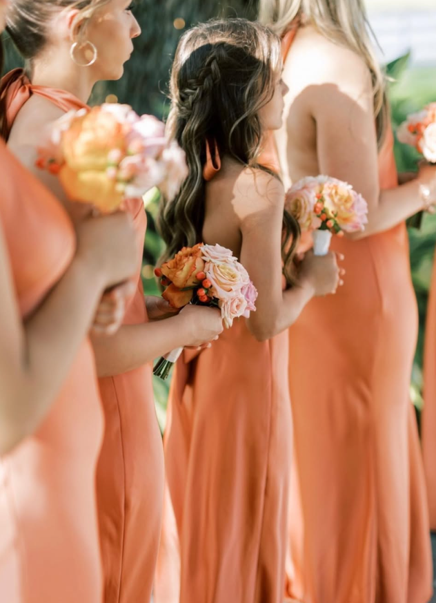 Elegant Sheath Halter Orange Satin Open Back Long Bridesmaid Dress Graduation Prom Dress SH2593
