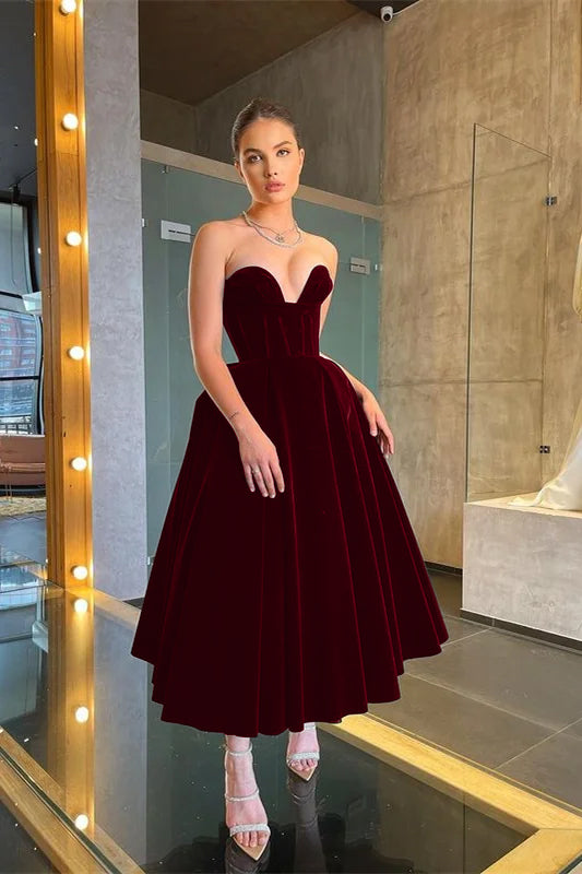 Long Black Little Black Dress Tea-Length Prom Dress