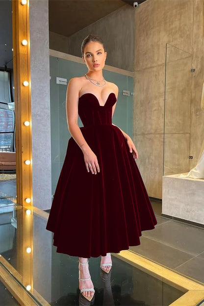Long Black Little Black Dress Tea-Length Prom Dress