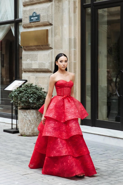 Red Sleeveless A Line Sweetheart Prom Dress With Sequins