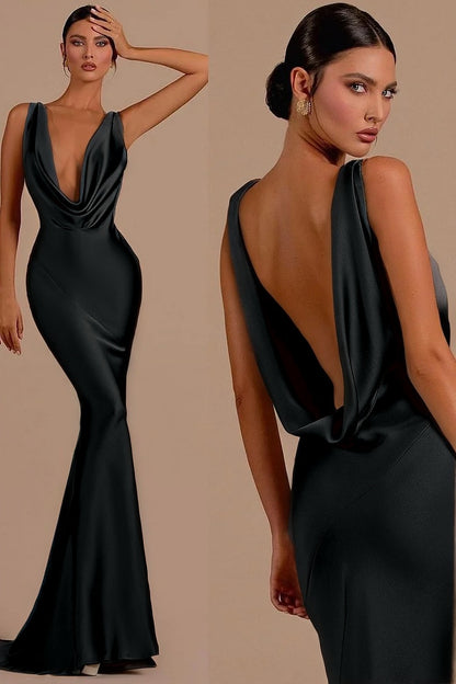 Charming Mermaid Red Sheath Halter Long Prom Dress