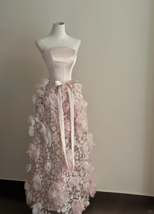 Pink Floral Long Prom Dress Sweet 16 Birthday Dress Evening Dress fg8332