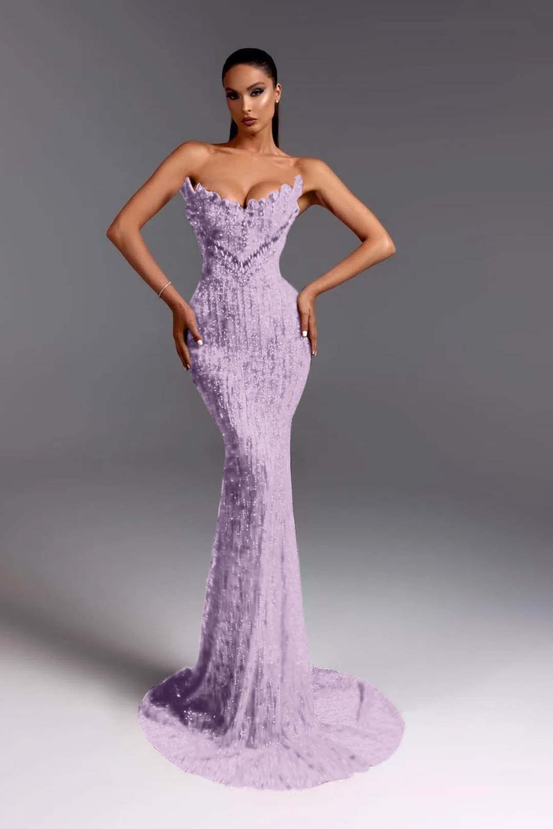 Sleeveless Strapless V-Neck Beads Mermaid Prom Dress