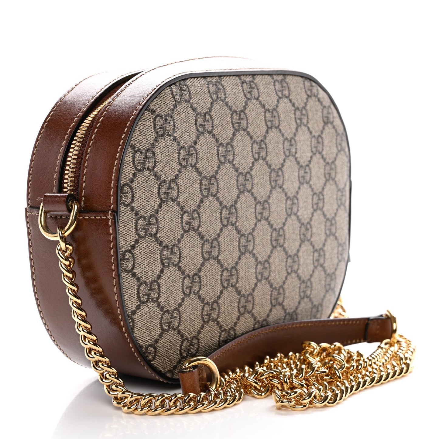 GG Supreme Monogram Cuoio Toscano Mini Chain Shoulder Bag Beige Ebony Cuir