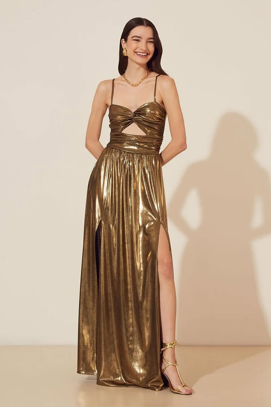 Brown Sleeveless Spaghetti Straps Sweetheart Long Prom Dress