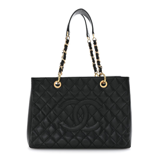 Caviar Quilted Grand Shopping Tote GST Black