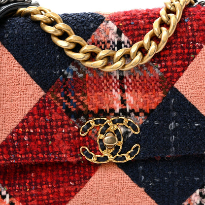 Tweed Quilted Medium Chanel 19 Flap Red Navy Multicolor