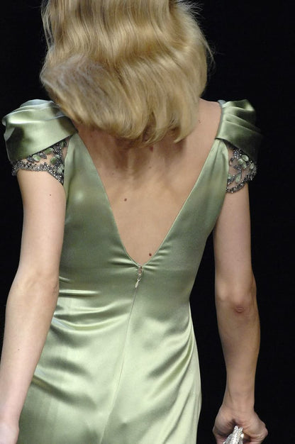 Green Elegant Sheath V Neck Satin Long Prom Dress Graduation Prom Dress SH2513