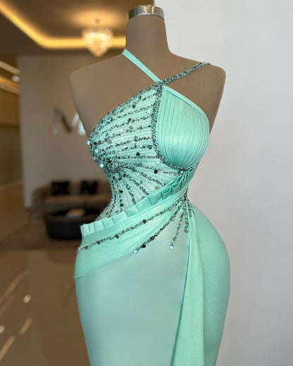 Amazing Mint Green Mermaid Prom Dress With Sequins