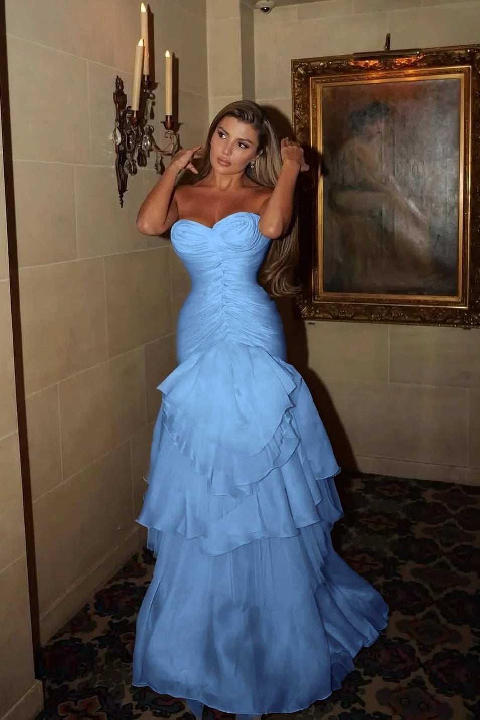 Chic Strapless Sleeveless Sweetheart Prom Dress With Pleated