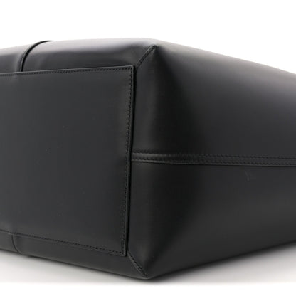 Smooth Calfskin Maxi Trapezoid Shopping Tote Black