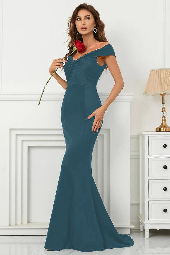Dark Green Off-The-Shoulder Mermaid Sweetheart Evening Dress On Sale