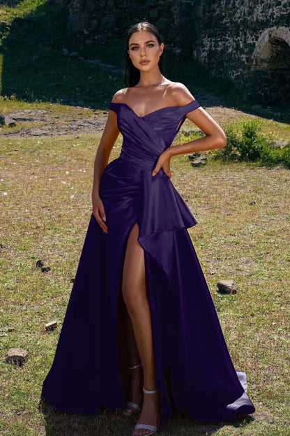Off-The-Shoulder Mermaid Prom Dress Red With Slit