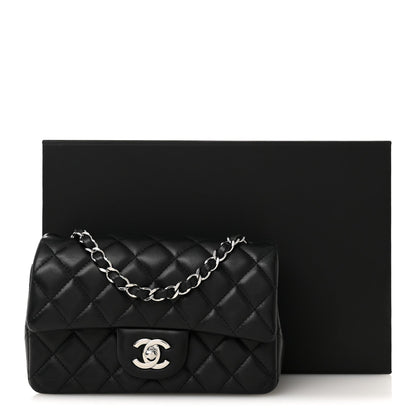 Lambskin Quilted Mini Rectangular Flap Black