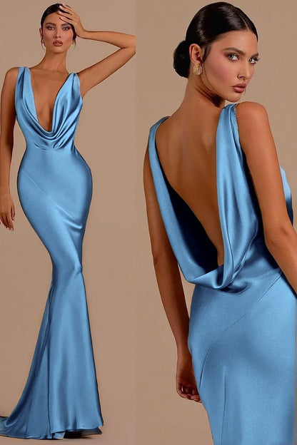 Charming Mermaid Red Sheath Halter Long Prom Dress