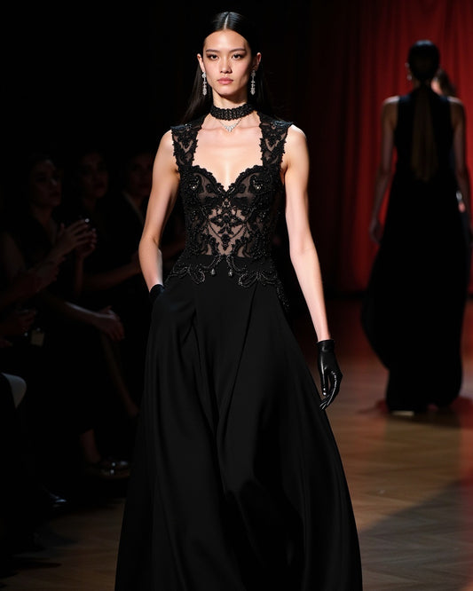 Black Sleeveless Wide Straps Sweetheart A Line Long Prom Dress With Appliques