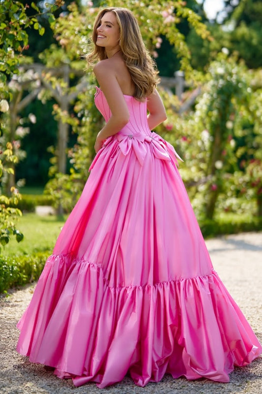 Pink Strapless Long Prom Dress A-Line with Beads