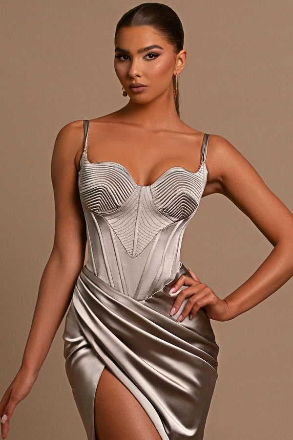 Sliver Sweetheart Evening Dress Sleeveless Designed