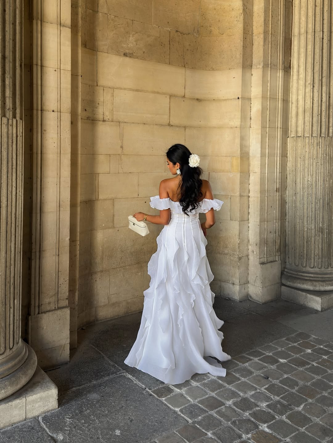 White Sleeveless Off Shoulder Pleated Irregular Prom Dress