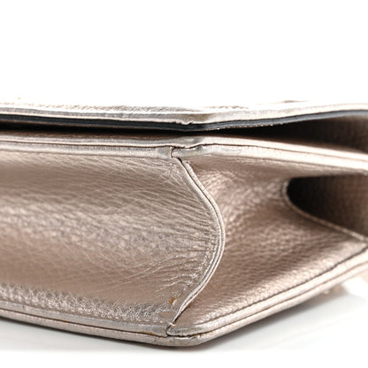 Metallic Grained Calfskin Small Diorama Flap Bag Copper