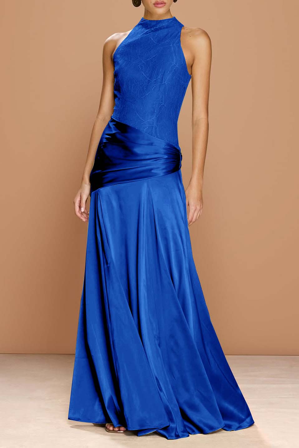 Chic Sleeveless High Neck Prom Dress With Embroidery