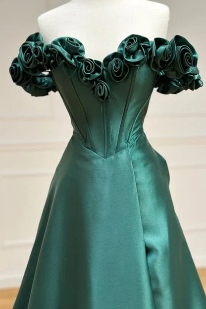 A-Line Florals Off-Shoulder Empire Long Party Prom Dress
