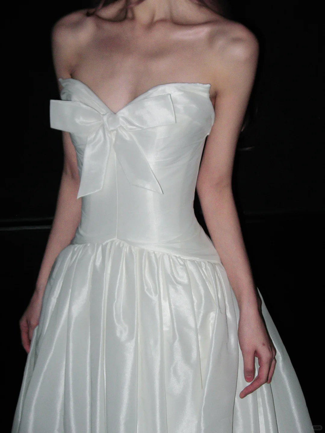 Cute A Line Sweetheart Neck Bow White Satin Long Wedding Dress SH4932