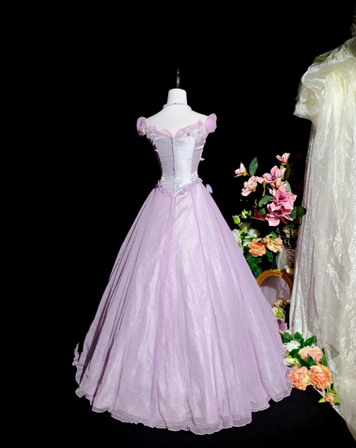 Beautiful Off The Shoulder Birthday Quinceanera Dress Purple Tulle Sequin Appliques Ball Gown Sweet 16 Dress D2376