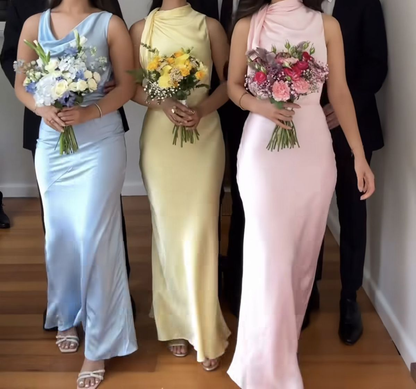 Sweet Sleeveless Satin Mermaid Prom Dress Formal Bridesmaid Dress D1117