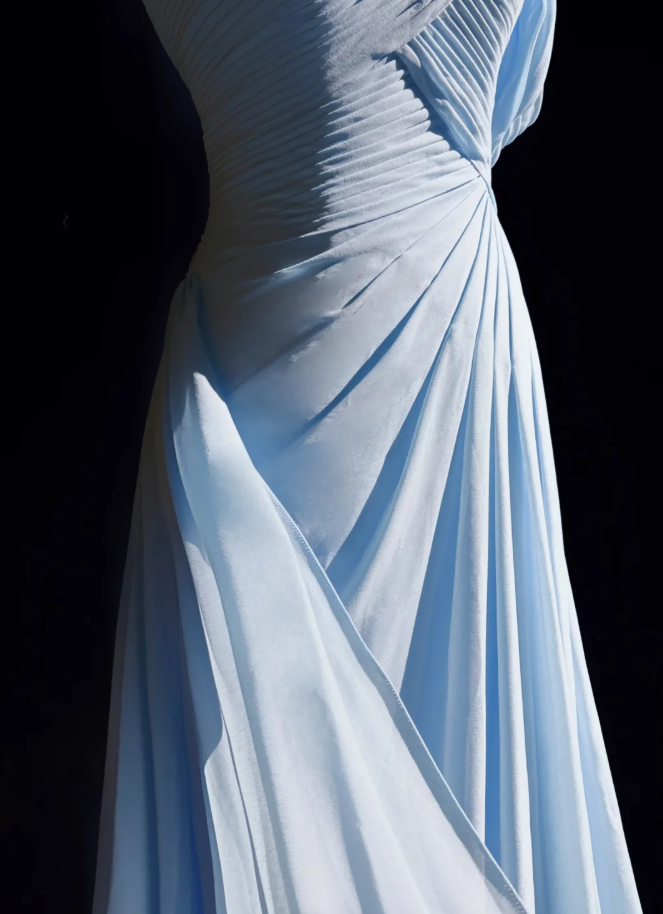 Classy Sky Blue One Shoulder Chiffon Pleated Mermaid Party Dress Long Wedding Guest Dress Evening Gown D1851